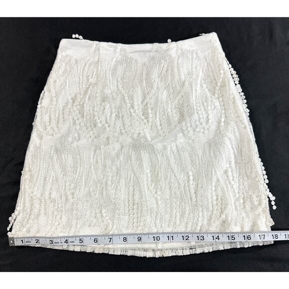 Lulus White Beaded Fringe Mini Skirt Women’s Small 100% Polyester Party Glam - Picture 4 of 9